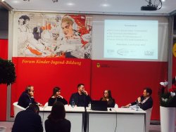 Martin Schult, Olga Grjasnowa, Thomas Schmidt, Ulrike Schlupp und Sven Kochale auf der Leipziger Buchmesse 2018